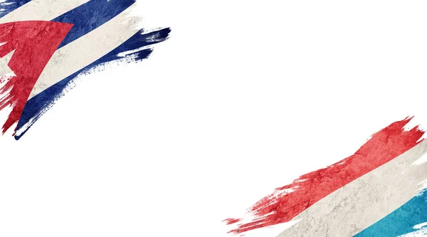 Прапори Куби та Люксембургу на білому тлі — стокове фото